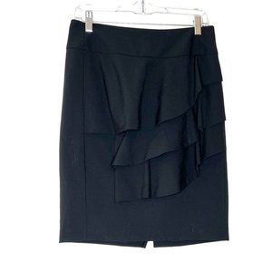 Alfani Black Ruffle Tiered Pencil Skirt Career Business Occasion Size 4 Fitted